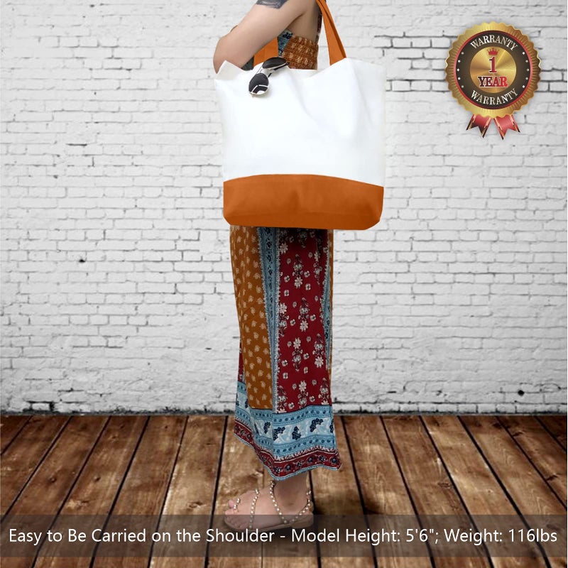 TOPDesign 1-Pack Super Strong Large 12oz Cotton Canvas Tote Bag, Reusable Grocery Shopping Cloth Bag, Fashionable Two-Tone Tote for Crafts, DIY Your Creative Designs - Image 2